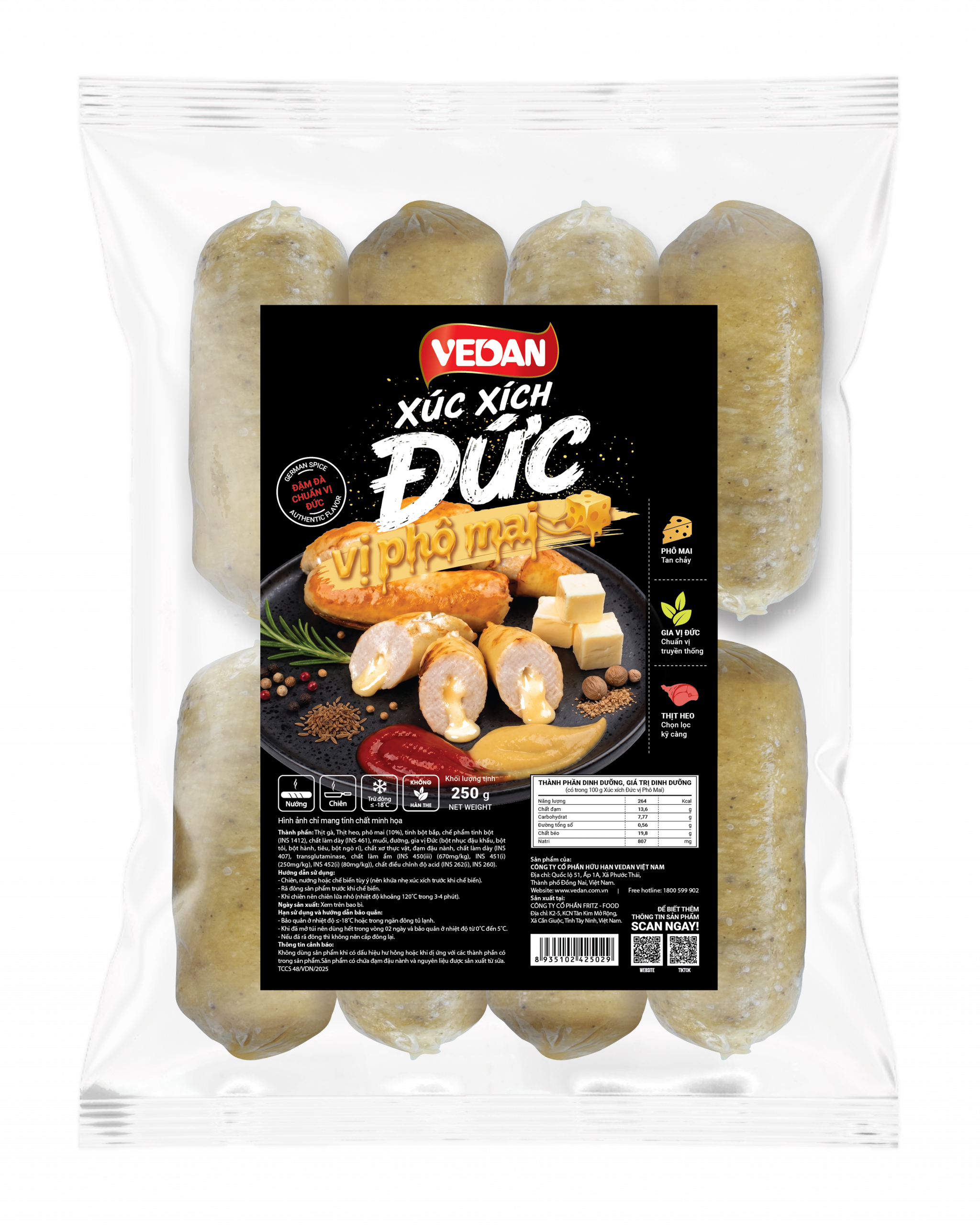 VEDAN – Xúc Xích Đức Vị Phô Mai