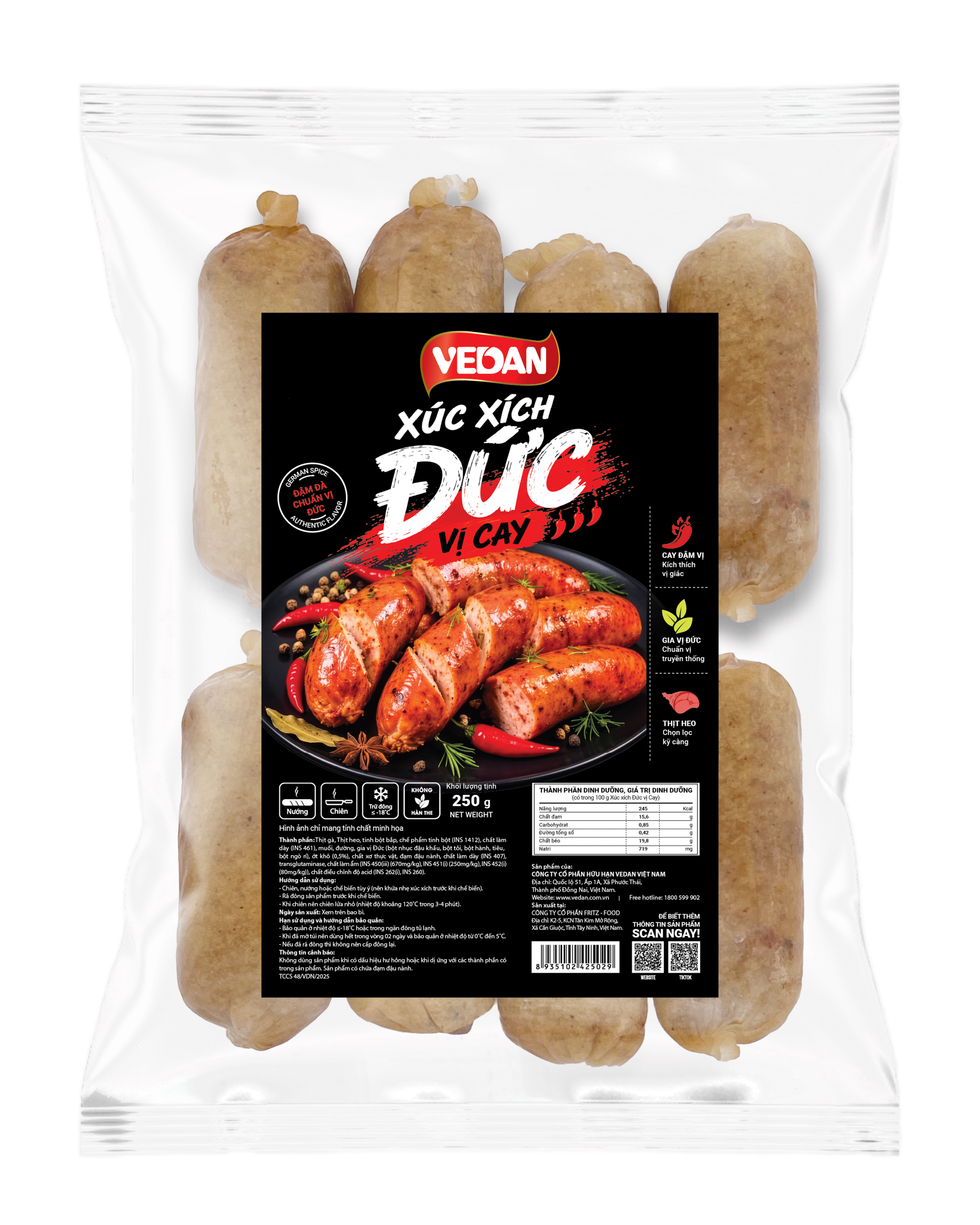 VEDAN – Xúc Xích Đức Vị Cay
