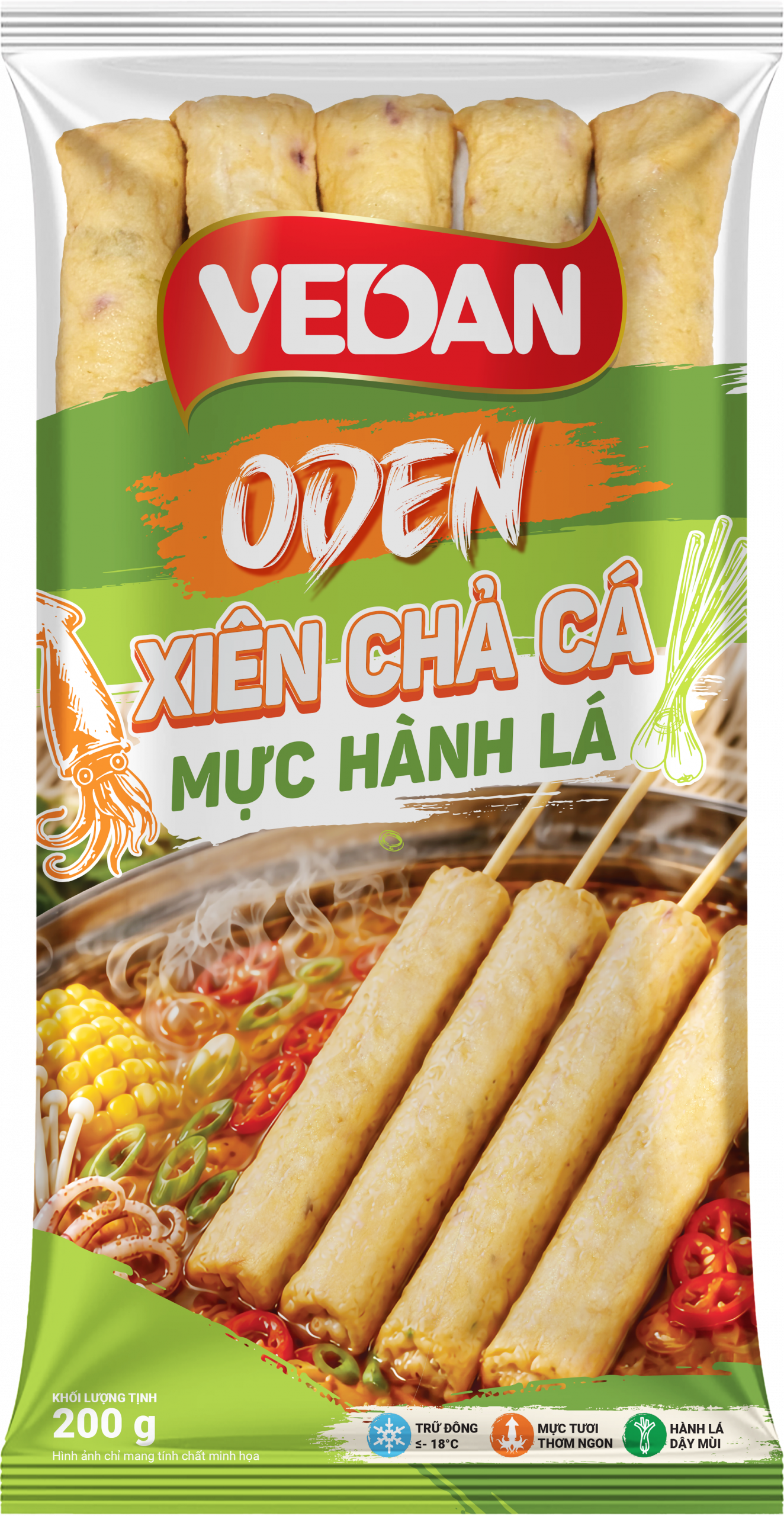 Vedan Oden Xiên Chả Cá Mực Hành Lá